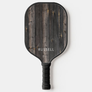 Rustic Wood Print Personalized Pickleball Paddle