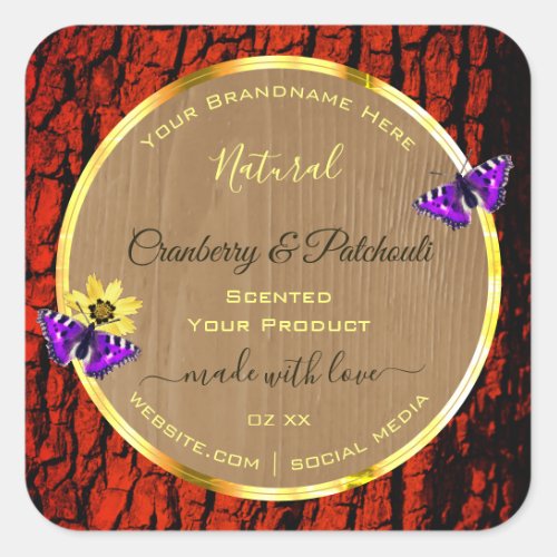 Rustic Wood Product Labels Purple Butterflies Gold