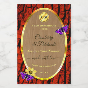 Rustic Wood Product Labels Purple Butterflies Logo