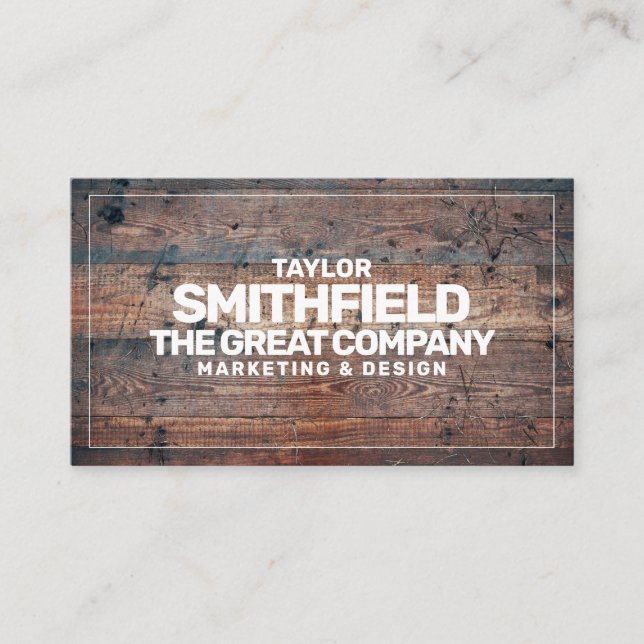 Rustic Wood Professional Business Card (Front)
