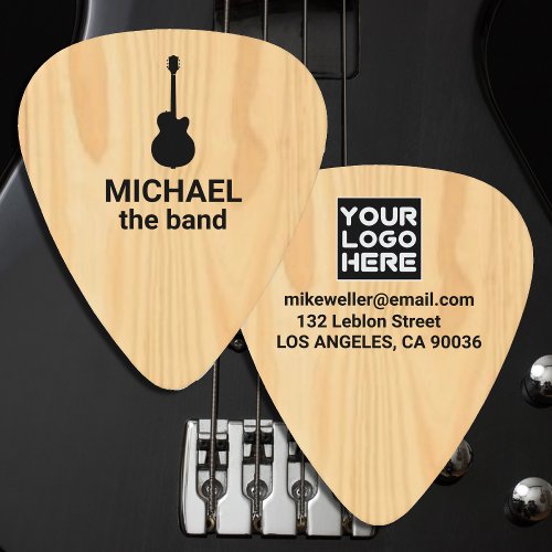 Rustic Wood Promote Band Name Cool Stylish Guitar Pick