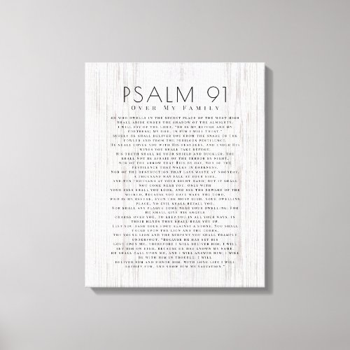 Rustic Wood Psalm 91 Over My Family Christian Sign
