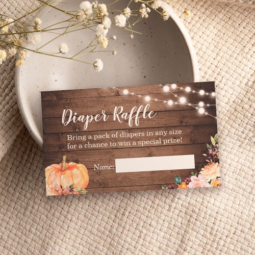 Rustic Wood Pumpkin Baby Shower Diaper Raffle