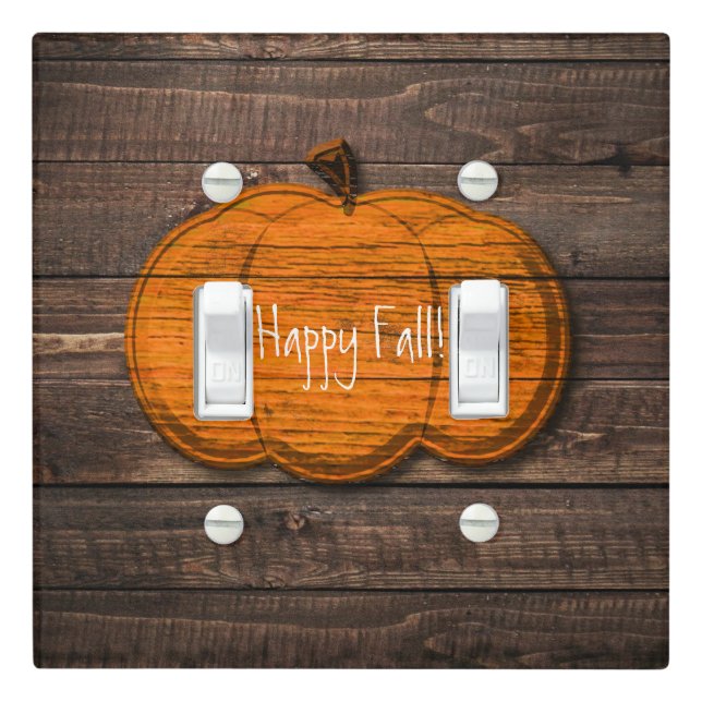 Rustic Wood Pumpkin Country Halloween Fall Home Light Switch Cover (In Situ)