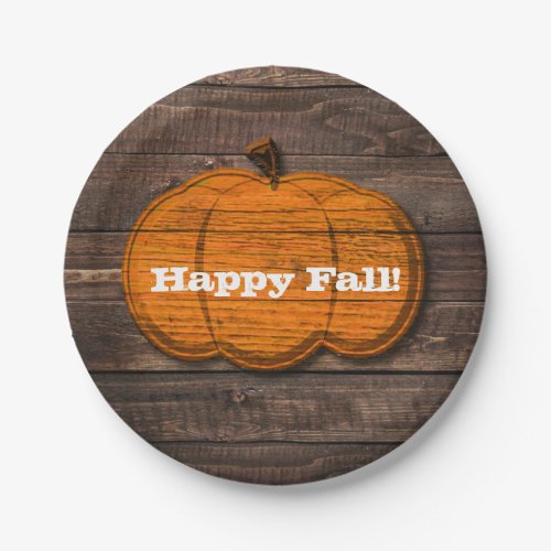 Rustic Wood Pumpkin Country Halloween Fall Party Paper Plates