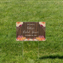 Rustic Wood Pumpkin Floral Welcome Banner Sign