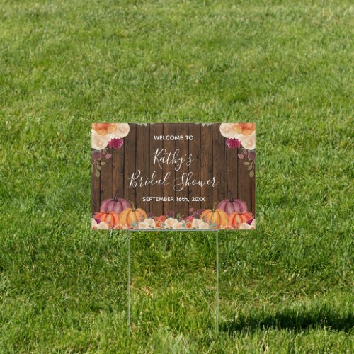 Rustic Wood Pumpkin Floral Welcome Banner Sign