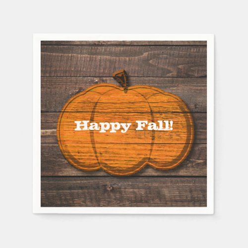 Rustic Wood Pumpkin Halloween Autumn Fall Party Napkins