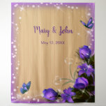 Rustic Wood Purple Floral Butterfly Backdrop at Zazzle