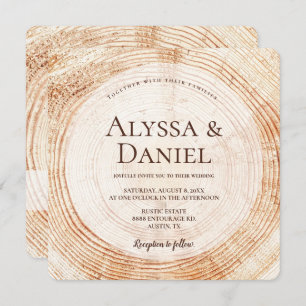 Rustic Wood QR code wedding website Invitation