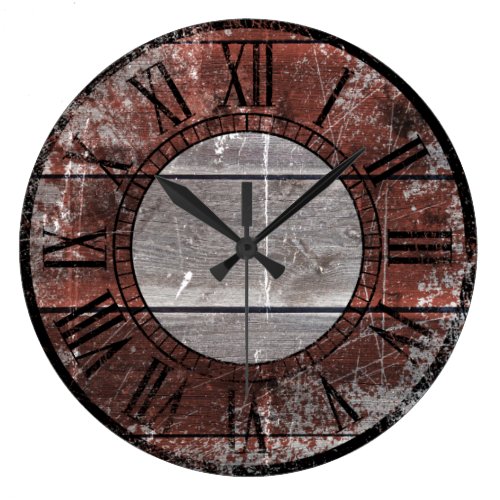 Rustic Wood (Red) Large Clock