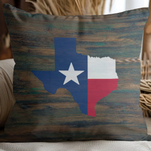 Rustic Wood Red White Blue Texas Add Name Throw Pillow