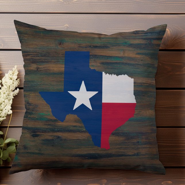 Rustic Wood Red White Blue Texas Add Name Throw Pillow (Creator Uploaded)