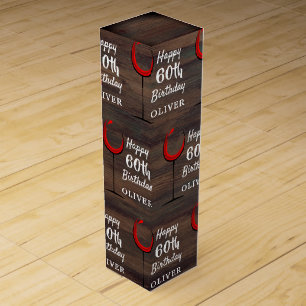 Rustic Wood Red Wine 60th Birthday Box