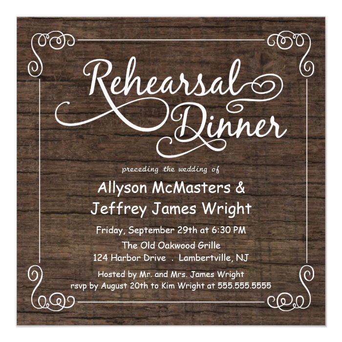 Rustic Wood Rehearsal Dinner Invitations