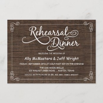 Rustic Wood Rehearsal Dinner Invitations by weddingtrendy at Zazzle