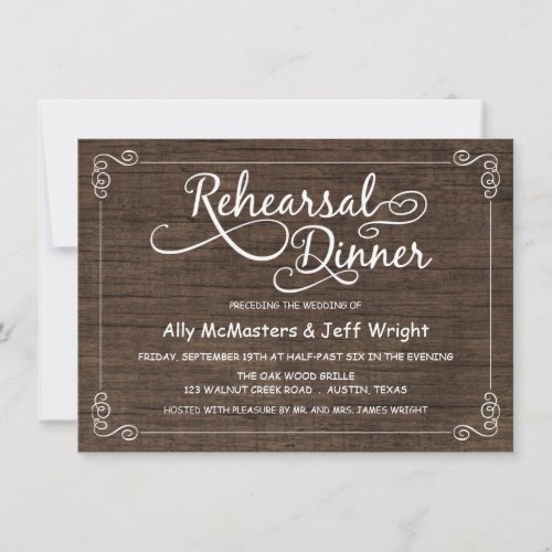 Rustic Wood Rehearsal Dinner Invitations
