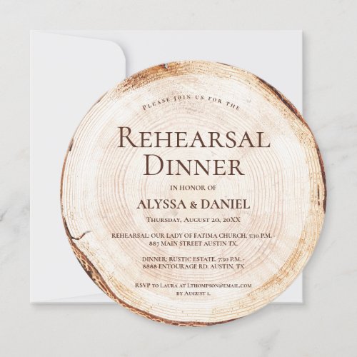 Rustic Wood Rehearsal Dinner Unique Wedding  Invitation