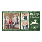 Rustic Wood Reindeer Green Christmas Photo