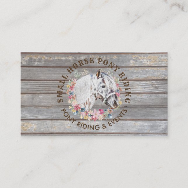 Rustic Wood Riding Breeding Equestrian Train Horse Business Card (Front)