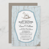 Rustic Wood Rocking Horse Baby Shower Invitation (Front/Back)