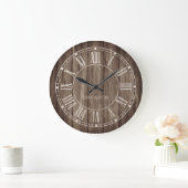 Rustic Wood Roman Numerals Country Farmhouse Name Large Clock | Zazzle