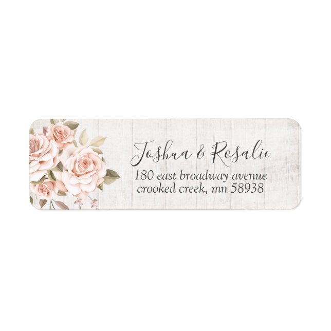Rustic Wood & Romantic Roses Shabby Chic Address Label (Front)