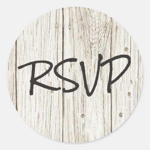 Rustic Wood RSVP Classic Round Sticker