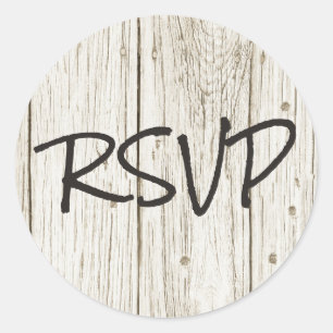 Rustic Wood RSVP Classic Round Sticker