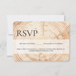 Rustic Wood RSVP reserved Seating QR code website Card