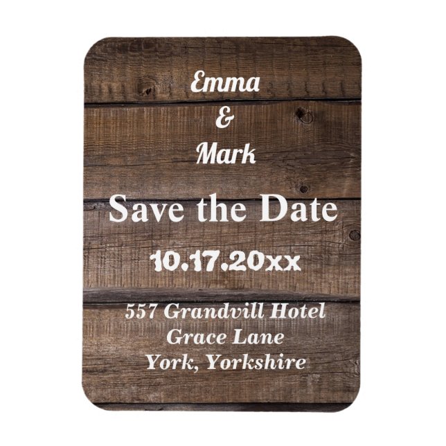 Rustic Wood Save the Date Magnetic Magnet (Vertical)
