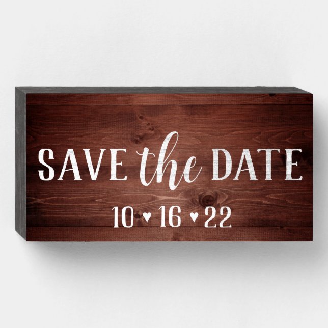 Rustic Wood Save the Date Photo Prop Sign (Front Horizontal)