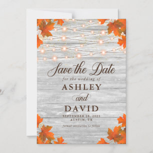 Rustic Wood Save The Date String Lights Wedding Magnetic Invitation