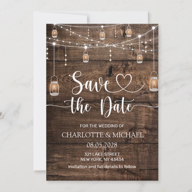 Rustic Wood Save the Date Wedding Invitation (Front)