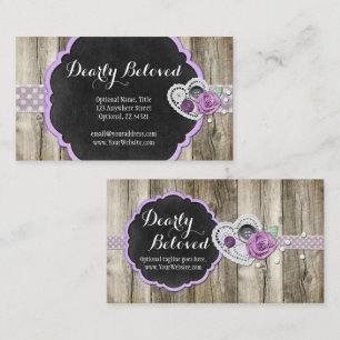 Rustic Wood & Shabby Chalkboard Romantic Heart Business Card