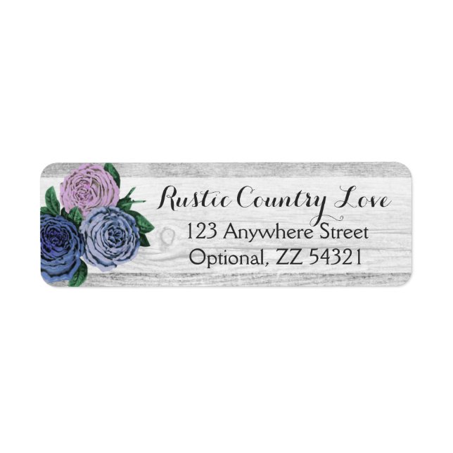 Rustic Wood & Shabby Chic Rose Return Address Label (Front)