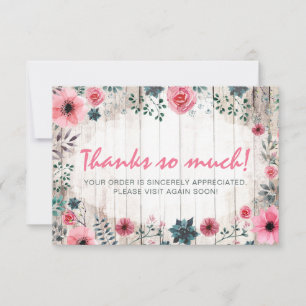 Rustic Wood Shabby Chic Roses Anemone Thank You Card