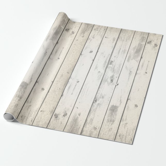 Rustic Wood Shabby Chic Weathered Barn Boards Wrapping Paper (Unrolled)