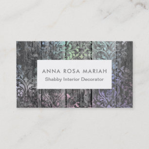 *~* Rustic Wood Shabby Floral Vintage Business Card
