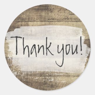 Rustic Wood Shabby Grunge Vintage Boards Thank You Classic Round Sticker