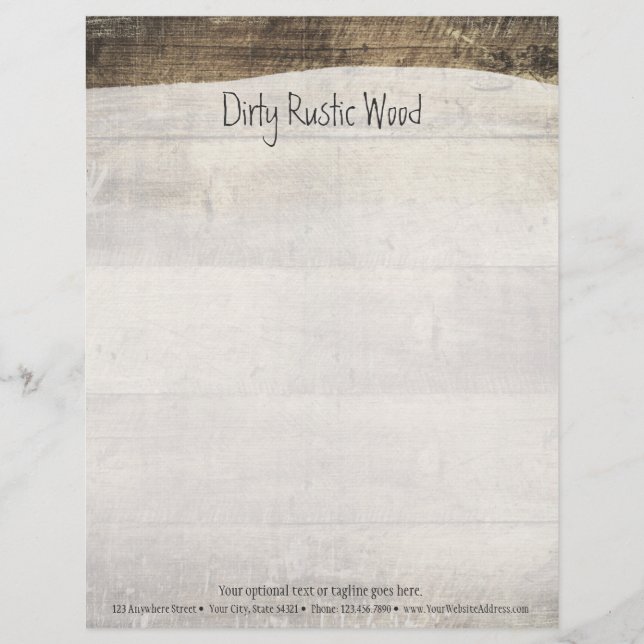 Rustic Wood Shabby Grunge Vintage Painted Boards Letterhead (Front)
