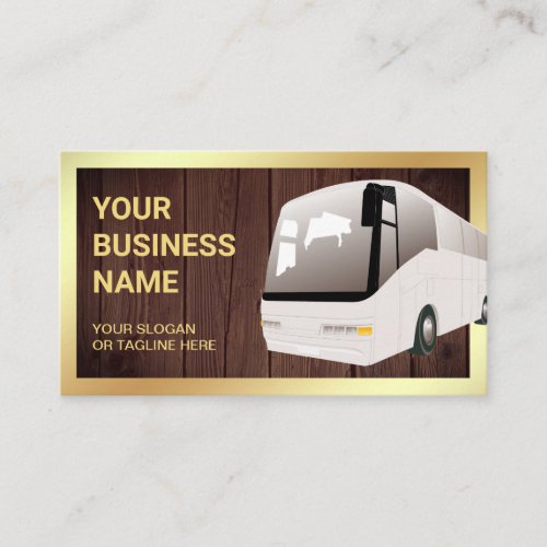 Rustic Wood Sightseeing Tour Bus Travel Agent Business Card