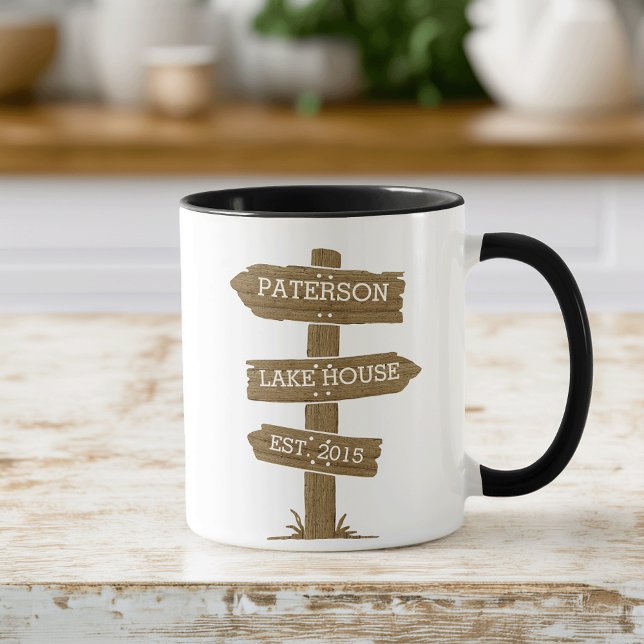Rustic Wood Signpost Lake House Mug (Creator Uploaded)