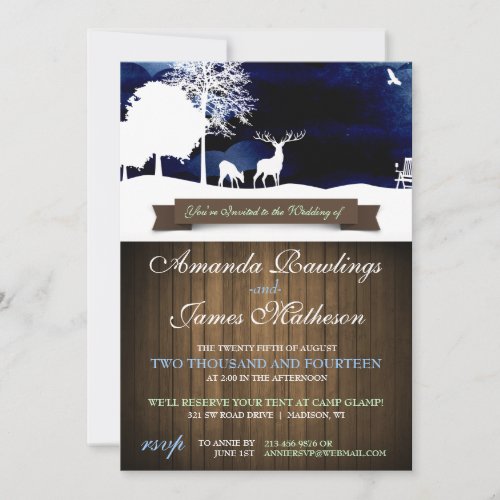 Rustic Wood  Silhouettes Campground Wedding Invit Invitation