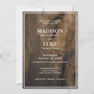 Rustic Wood Simple Minimalist Wedding Invitation