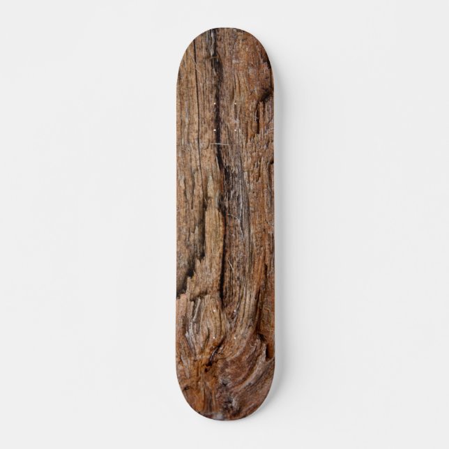 Rustic wood skateboard deck (Front)