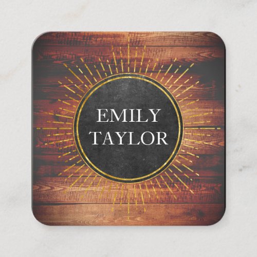 Rustic Wood Slate Texture Ray Elements Square Business Card