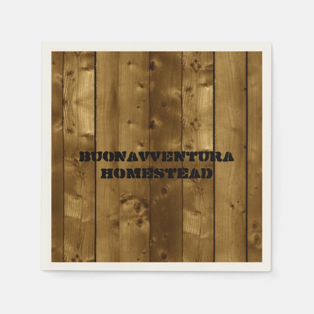 Rustic Wood Slats Customizable Name Paper Napkins (Front)