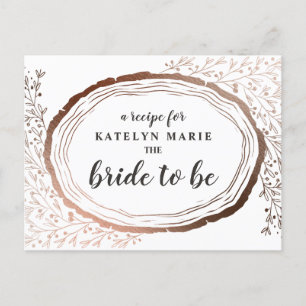 Rustic Wood Slice Copper Bride to Be Recipe Card