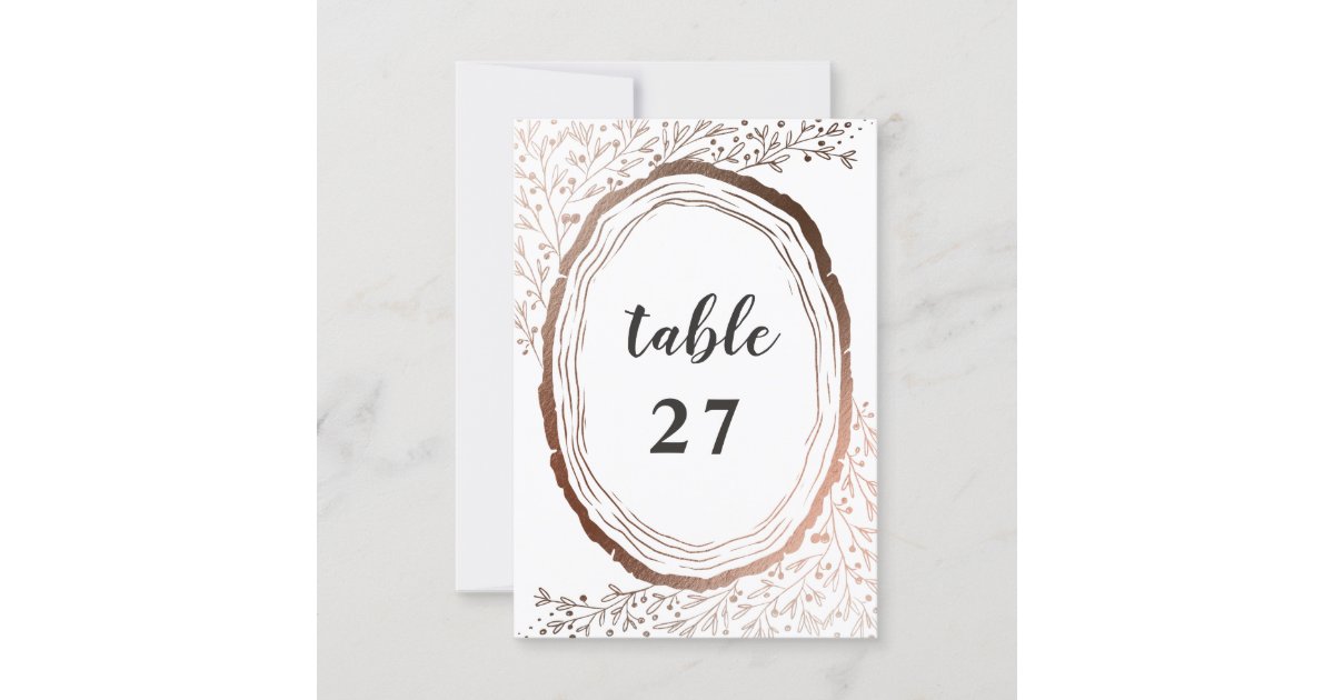 Rustic Wood Slice Copper Wedding Table Numbers